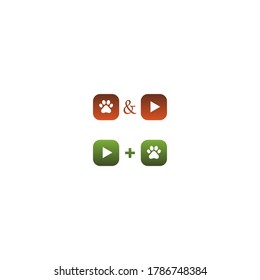 Dog play icon logo design concept illustration