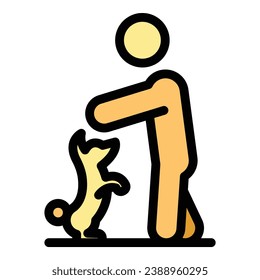 Dog play icon outline vector. Pet walk. Animal canine color flat