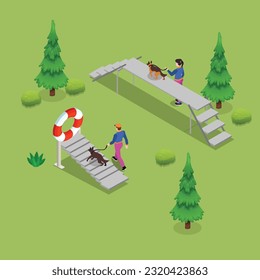 Dog Playground in City Park isometric 3d vector illustration concept for banner, website, illustration, landing page, flyer, etc