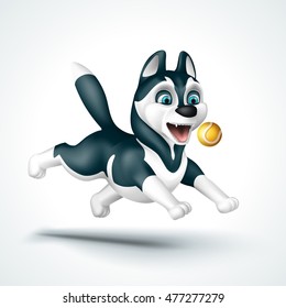 Dog playing with ball