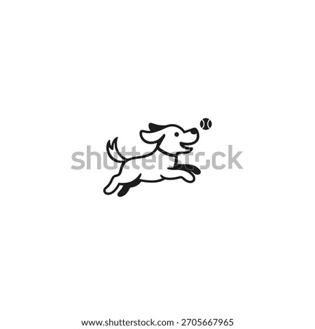 A dog playing with ball Icon flat vector design