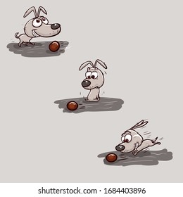 dog playing with a ball, vector illustration, cartoon
