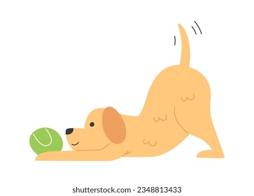 Dog Playing With Ball Vector Illustration