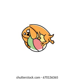 Dog playing with ball vector illustration. The dog on the ball logo. Logo club dog lovers