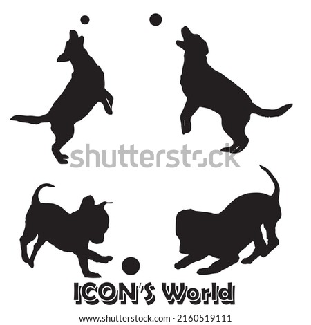 Dog playing with a ball. Vector illustration eps10.