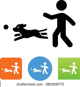 Dog Playing Fetch Vector Icon