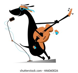 Dog is playing guitar