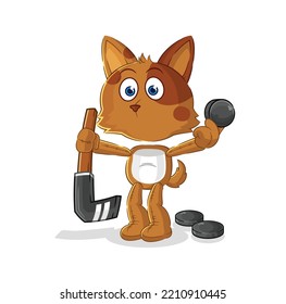 the dog playing hockey vector. cartoon character