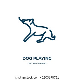 Dog Playing Icon. Linear Vector Illustration From Dog And Training Collection. Outline Dog Playing Icon Vector. Thin Line Symbol For Use On Web And Mobile Apps, Logo, Print Media.