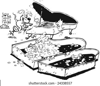 dog playing piano at the corner