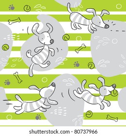  dog playing seamless pattern background