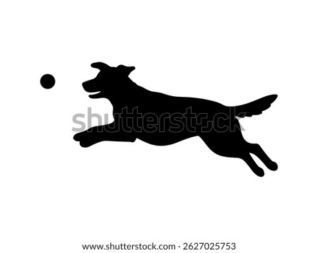 Dog playing silhouette vector flat illustration design.