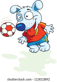 Dog plays ball