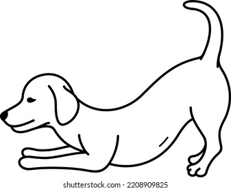 Dog playtime. Vector outline icon.