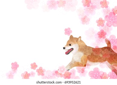 Dog plum blossom New Year's card background