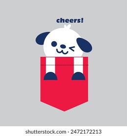 dog in the pocket doodle cartoon icon illustration design flat cartoon style
