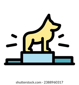 Dog podium icon outline vector. Walk pet. Professional dog color flat