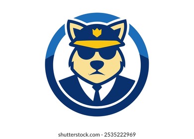 Dog as a Police Officer with Sunglasses Mascot Logo Vector Illustration