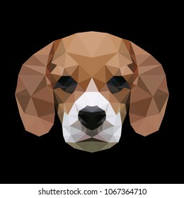 Dog poly geometric logo on black background