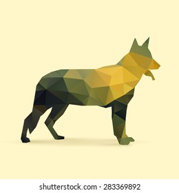 dog polygon silhouette, vector illustration