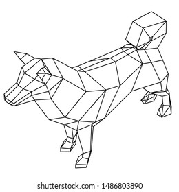 Dog polygonal lines illustration. Abstract vector dog on the white background