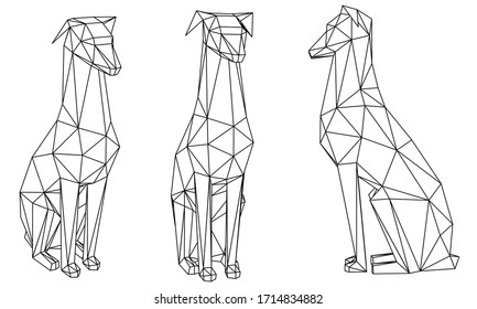 Dog polygonal lines illustration. Abstract vector dog on the white background