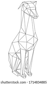 Dog polygonal lines illustration. Abstract vector dog on the white background