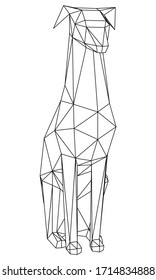 Dog polygonal lines illustration. Abstract vector dog on the white background