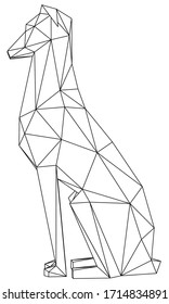 Dog polygonal lines illustration. Abstract vector dog on the white background