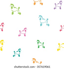 Dog Poodle vector art background design for fabric and decor. Seamless pattern