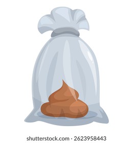 Dog poop is lying in a transparent plastic bag for cleaning after walking