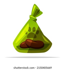 Caza de perro en un vector de bolsa de plástico ilustración aislada