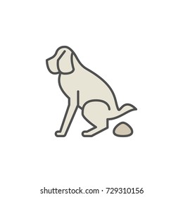 Dog pooping creative colorful vector icon or sign on white background