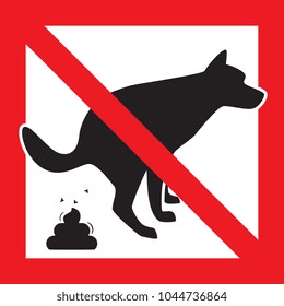 Dog Pooping Icon Vector Illustration. Pet Poop Forbidden Sign