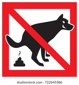 Dog Pooping Icon Vector Illustration. Pet Poop Forbidden Sign