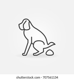 Dog pooping icon. Vector dog and shit concept symbol in thin line style