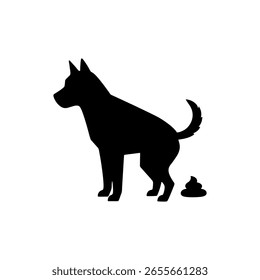 Diseño de ilustración plana de Vector de silueta de caca de perro. 
