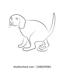 Dog pooping. Vector illustration