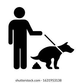 Dog pooping vector pictogram isolated on white background