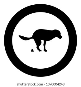 The dog poops icon in circle round black color vector illustration flat style simple image