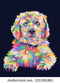 dog pop art smile face vector illustration colorful