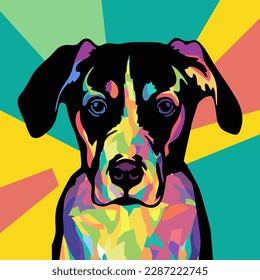 Dog pop art style illustration, artistic portrait of a cute dog