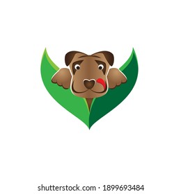 Dog pops out from bushes vector illustration