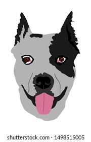 Dog portrait of American Staffordshire pit bull terrier vector illustration isolated. Dog had. Guard sign. Beware of dog. Stafford alert.