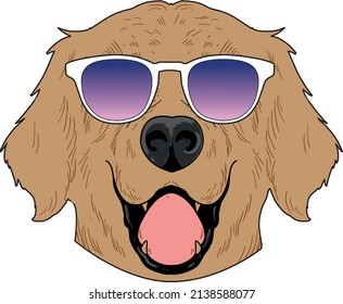 Dog portrait cartoon beautiful dog with sunglasses