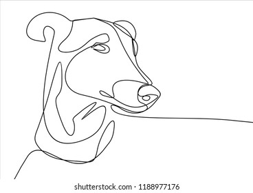 Dog portrait. Continuous line