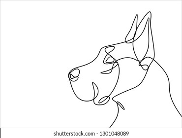 Dog portrait. Continuous line