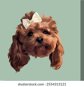 dog portrait, Cute dog on green background. Vector illustration.