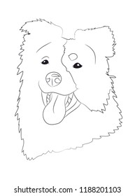 dog portrait ines lines, vector, white background
