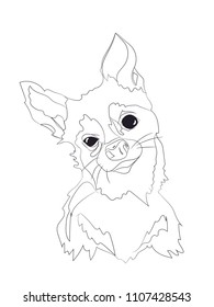 dog portrait, lines, vector, white background